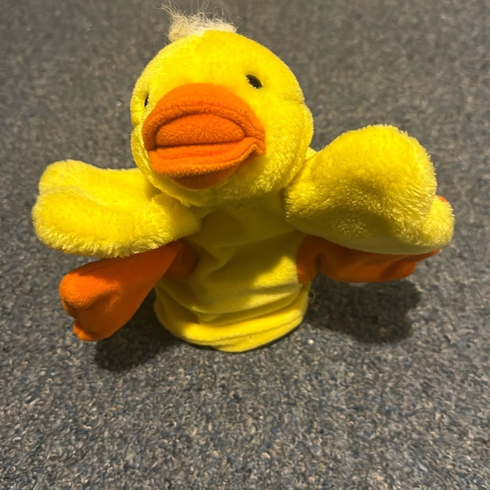 1994 Plush Creations Inc Duck Plush Yellow 9" Soft Puppet